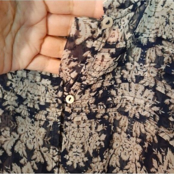 Maurices navy blue summer shirt xs 0 2 sheer feminine blouse tie waist top - Picture 4 of 5